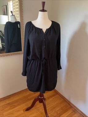 NWT GAP Black Drawstring Button Tunic Dress
